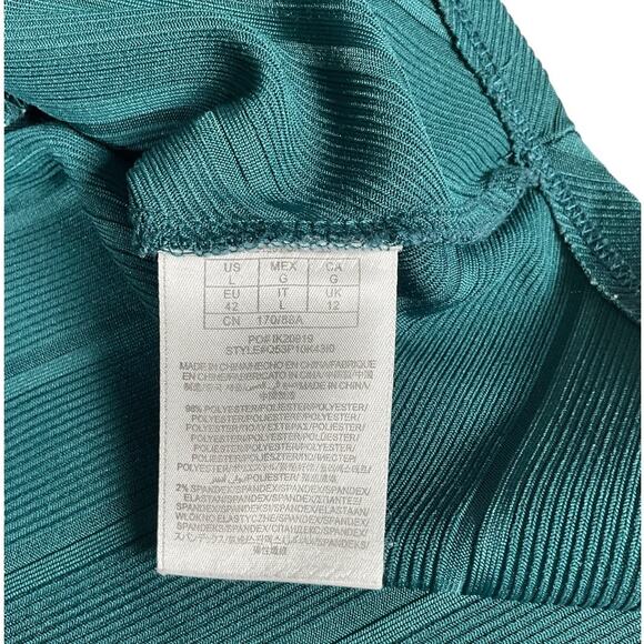 G by Guess Size Large Hunter Green Off The Shoulder Body Wrap Peplum Sexy Top - Picture 10 of 11